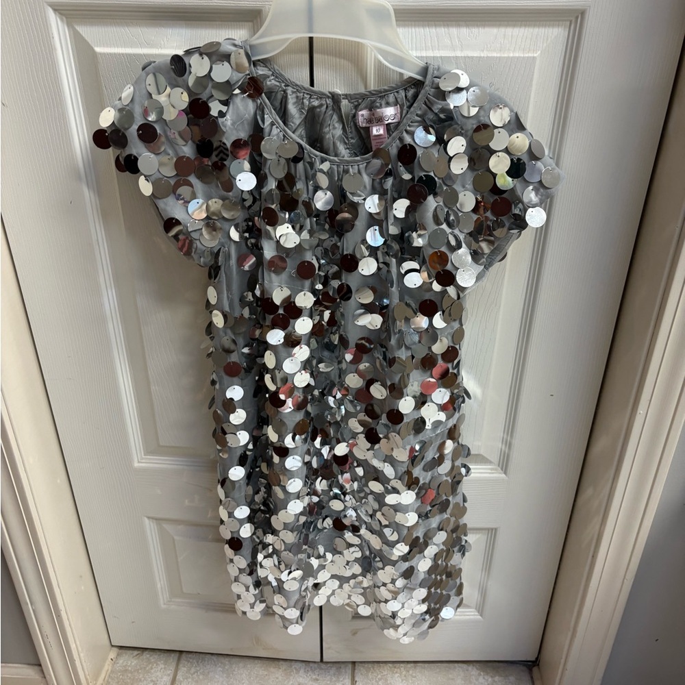Girls Silver Sequin Party Dress - Kids Dress